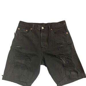 Levi's Black Jean Shorts Distressed Denim